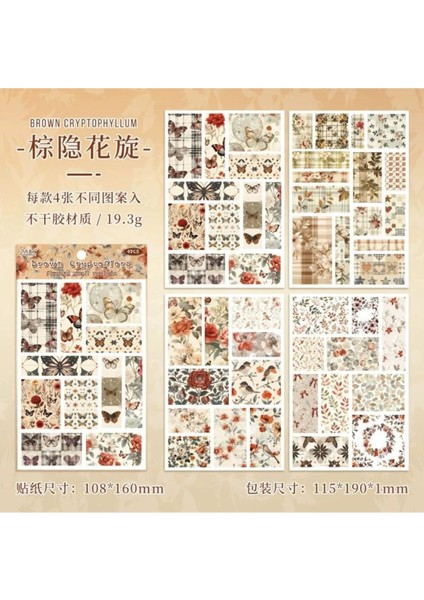 E3-4 Sayfa Çiçek Desenli Sticker - Renk : Kırmızı fırsatları