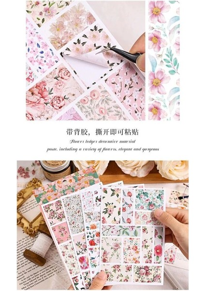 E3-4 Sayfa Çiçek Desenli Sticker - Renk : Kırmızı indirimleri