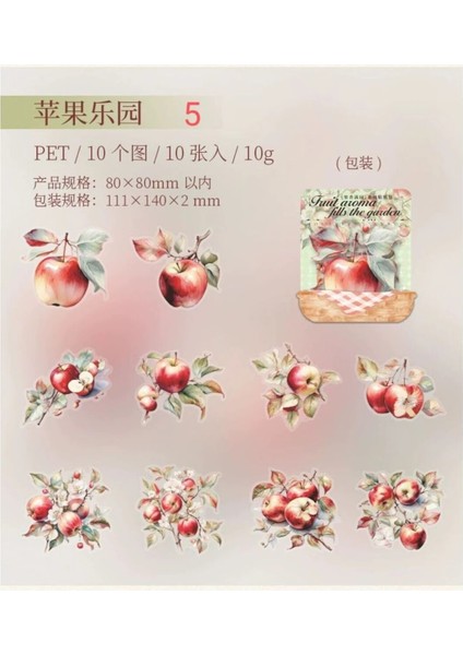 L9-10 Adet Meyve Pet Sticker - Numara : 5 modelleri