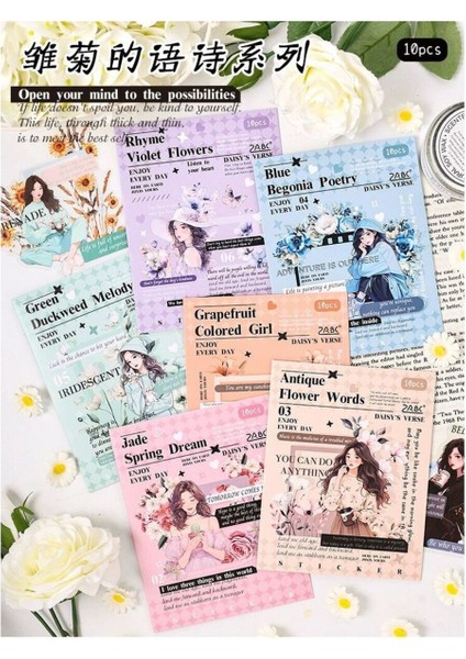 U3-10 Adet Büyük Boy Kız Pet Sticker - Renk : Mavi