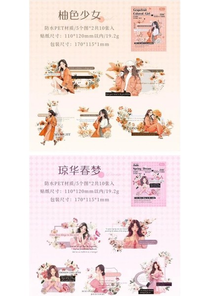 U3-10 Adet Büyük Boy Kız Pet Sticker - Renk : Mavi fiyatları