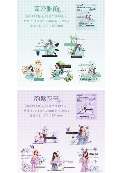 U3-10 Adet Büyük Boy Kız Pet Sticker - Renk : Mavi fırsatları