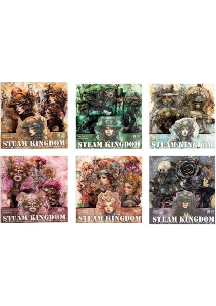 E5-20 Adet Steampunk Pet Sticker - Numara : 6