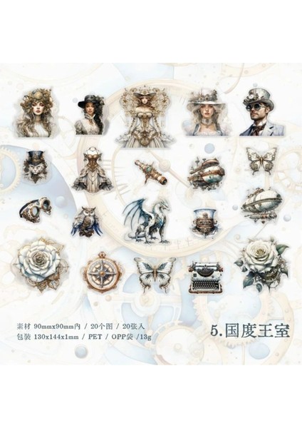 E5-20 Adet Steampunk Pet Sticker - Numara : 6 fırsatları