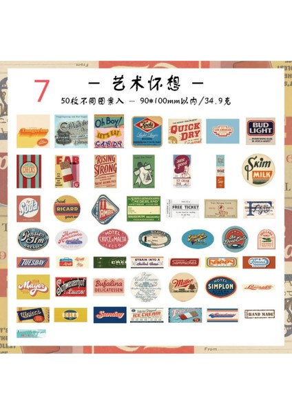 W7-50 Adet Retro Sticker B - Numara : 7 fırsatları