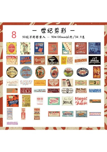 W7-50 Adet Retro Sticker B - Numara : 7 indirimleri