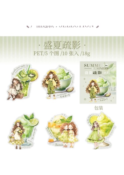 U9-10 Adet Yaz Kız Pet Sticker - Renk : Pembe fiyatları