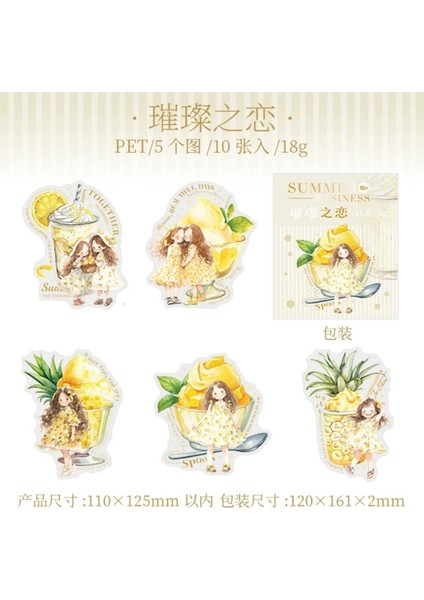 U9-10 Adet Yaz Kız Pet Sticker - Renk : Pembe modelleri