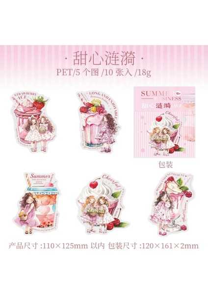 U9-10 Adet Yaz Kız Pet Sticker - Renk : Pembe fırsatları