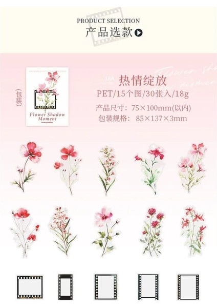 W7-30 Adet Çiçek ve Çerçeve Pet Sticker - Renk : Mor fiyatları