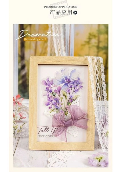 W7-30 Adet Çiçek ve Çerçeve Pet Sticker - Renk : Mor indirimleri