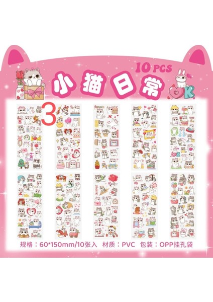 O10-10 Sayfa Kawaii Pet Sticker D - Numara : 2