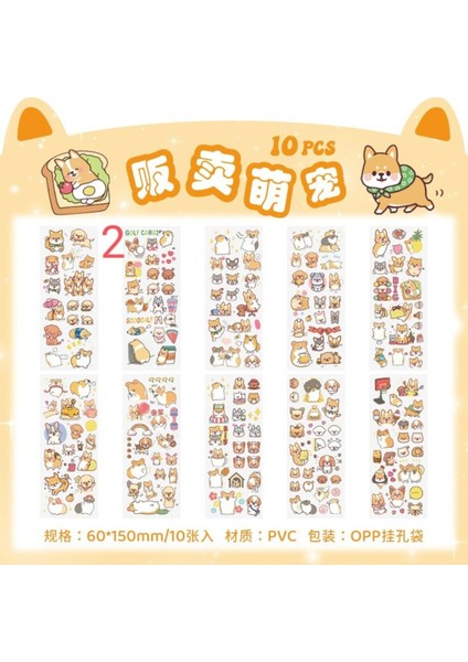 O10-10 Sayfa Kawaii Pet Sticker D - Numara : 2 modelleri
