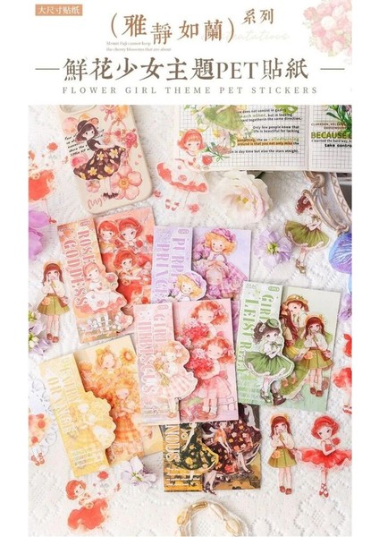 P4-12 Adet Tatlı Kız Pet Sticker - Renk : Mor