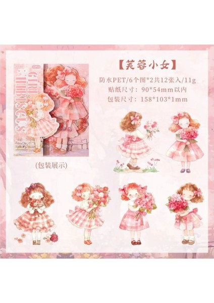 P4-12 Adet Tatlı Kız Pet Sticker - Renk : Mor fiyatları