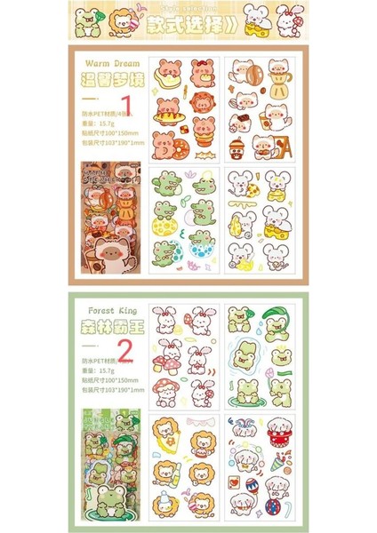 W2-4 Sayfa Kawaii Hayvalar Pet Sticker - Numara : 5 fiyatları