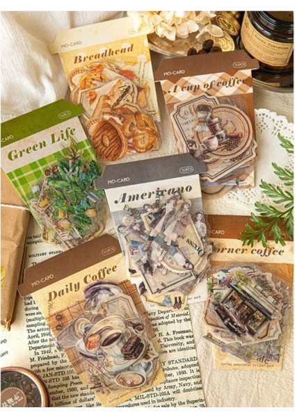 E2-30 Adet Kahve Temalı Pet Sticker - Numara : 4