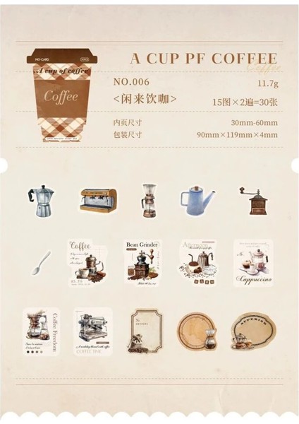 E2-30 Adet Kahve Temalı Pet Sticker - Numara : 4 fırsatları