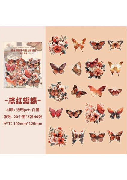 W1-40 Adet Kelebek Pet Sticker - Renk : Mavi modelleri