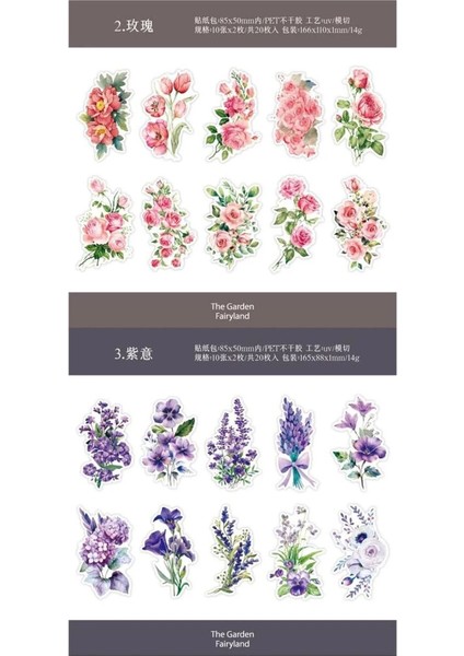 O10-FIRSAT Ürün 20 Adet Çiçek Pet Sticker - Numara : 1 modelleri