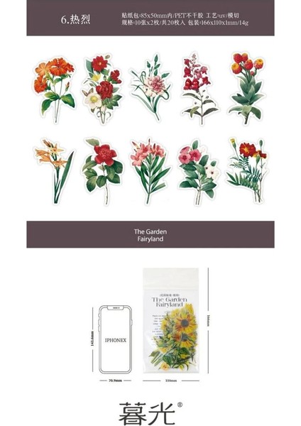 O10-FIRSAT Ürün 20 Adet Çiçek Pet Sticker - Numara : 1 indirimleri