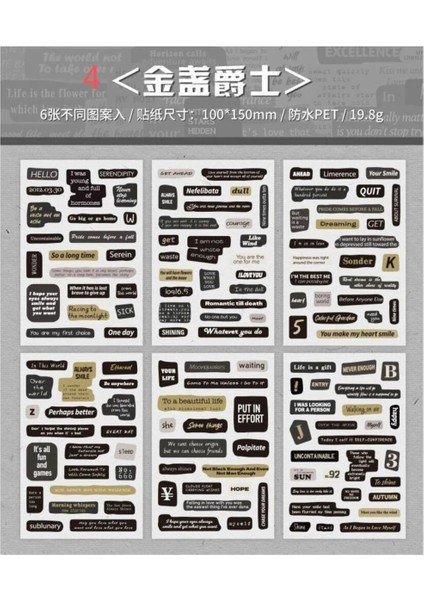 H12-6 Sayfa Kelime Pet Sticker - Numara : 4 fiyatları