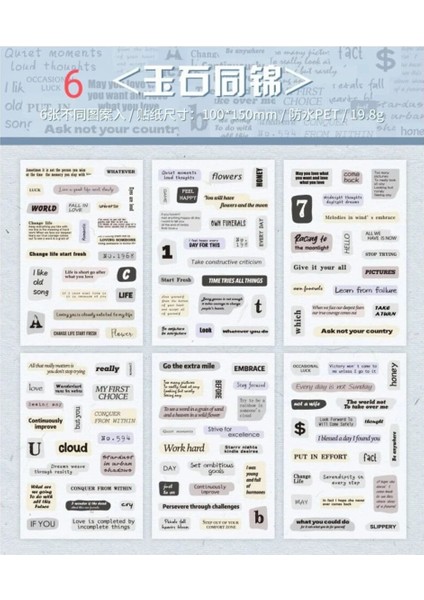 H12-6 Sayfa Kelime Pet Sticker - Numara : 4 fırsatları