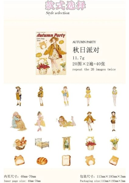 P1-40 Adet Kız Pet Sticker - Renk : Mavi fiyatları