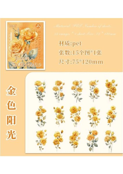 O10-15 Adet Çiçek Pet Sticker - Renk : Mavi fırsatları