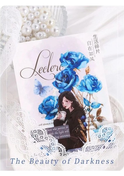 O10-15 Adet Çiçek Pet Sticker - Renk : Mavi indirimleri