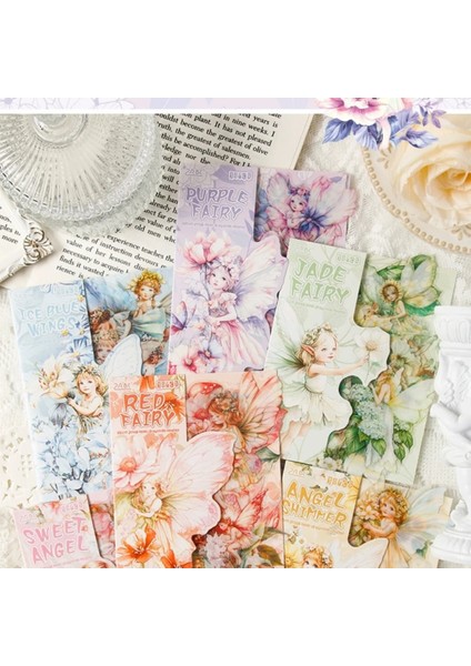 O16-30 Adet Peri ve Çiçek Pet Sticker - Renk : Sarı