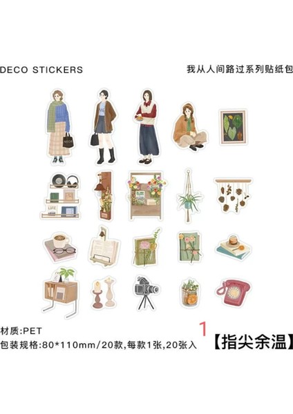 W3-20 Adet Kız ve Eşya Ajanda Sticker - Numara : 2