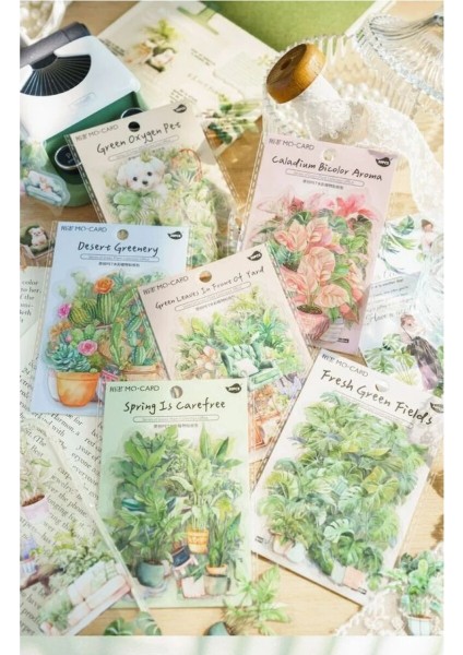 E3-30 Adet Bitki Pet Sticker - Numara : 3