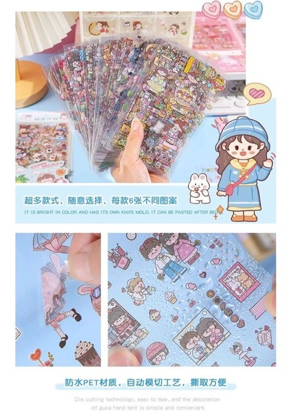 D5-6 Sayfa Kawaii Pet Sticker 6 modelleri