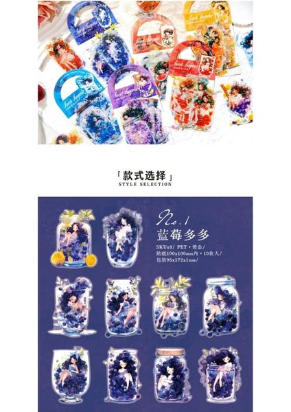 O7-10 Adet Hologramli Kız Pet Sticker - Numara : 5 modelleri