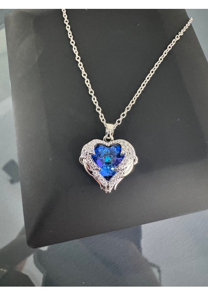 Işıklı Kutuda Mavi Okyanus Kalbi Kolye Çelik modelleri