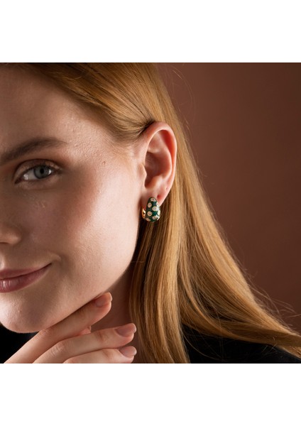 925 Gümüş Mineli Damla Küpe