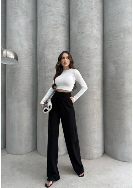 Cırtlı Pantolon Krep Siyah Pt modelleri