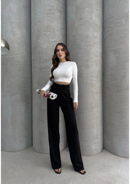 Cırtlı Pantolon Krep Siyah Pt indirimleri