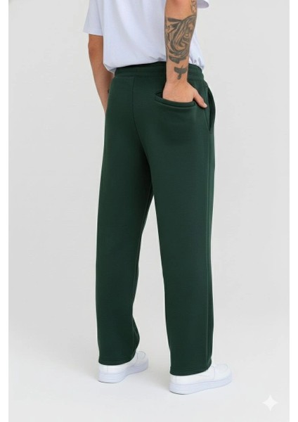 Erkek Üç Iplik Kışlık Pamuklu Ovarsize Bağcıklı Düz Paça Cepli Eşofman Altı Spor Rahat Model - Haki fiyatları