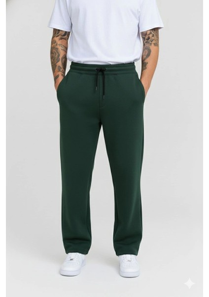 Erkek Üç Iplik Kışlık Pamuklu Ovarsize Bağcıklı Düz Paça Cepli Eşofman Altı Spor Rahat Model - Haki modelleri