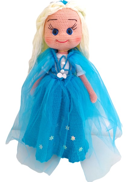 El Yapımı Yaldızlı Mavi Elsa Bebek