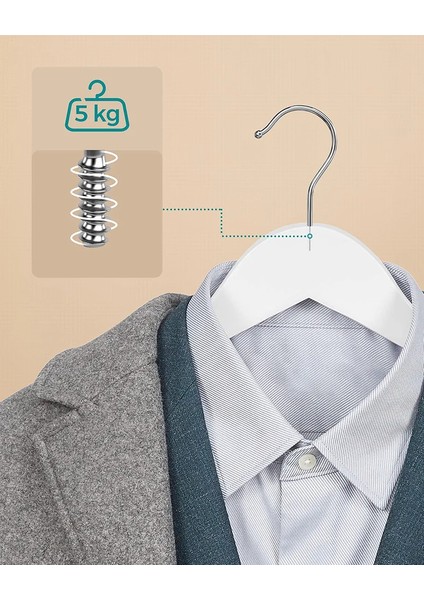 Songmıcs Ahşap Elbise Askıları, 10'lu Set, Masif Ahşaptan Elbise Askıları, Ceket Askıları, Omuz Bölgesinde Çentikler, Kaymaz, Ceketler, Gömlekler, 360° Döndürülebilen Kancalar Için, Be fırsatları