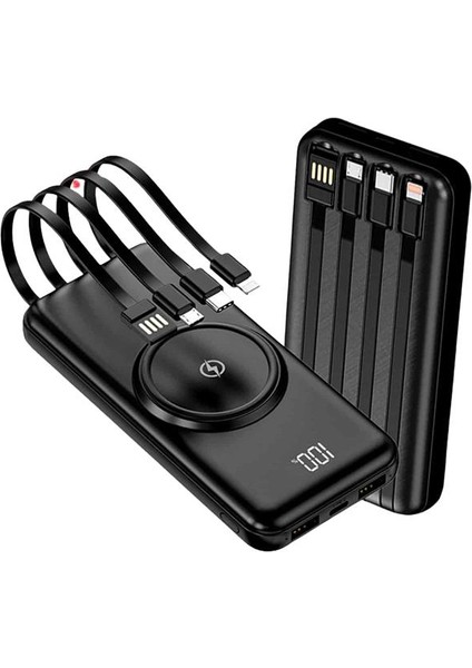 Kablosuz Çoklu Şarj Girişli 10.000 Mah Kablolu Powerbank Taşınabilir fırsatları