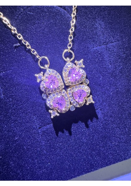 Işıklı Kutuda Mıknatıslı Gold Yonca Kolye Çelik fiyatları