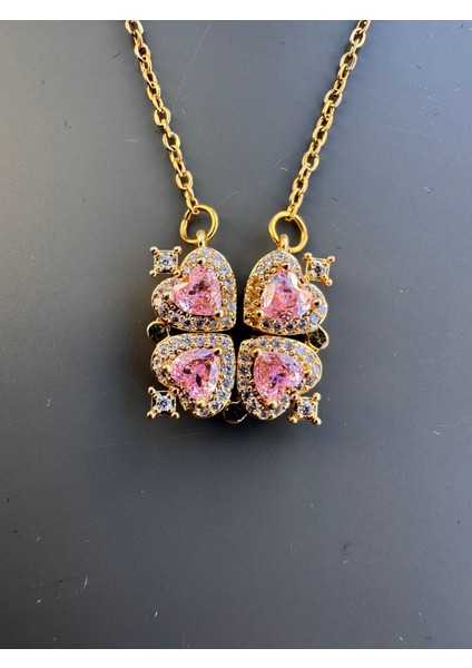 Işıklı Kutuda Mıknatıslı Gold Yonca Kolye Çelik indirimleri