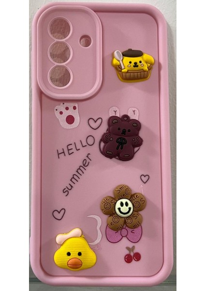 Samsung Galaxy A56 Uyumlu Kılıf Kamera Korumalı 3D Ayıcıklı Eğlenceli Renkli Yumuşak Silikon Kapak