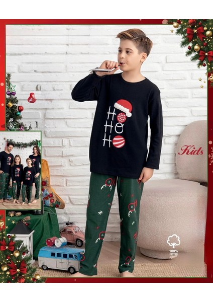 Erkek Çocuk Interlok Pijama Takımı Yılbaşı Konsepti