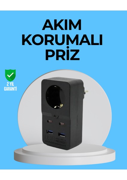 Termal Korumalı Priz Otomatik Çocuk Kilidi 4 USB Type C