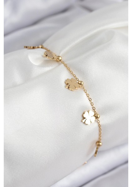 316L Çelik Sıralı Yonca Renk Kadın Bileklik